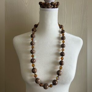 Joan Rivers Leopard Print Beaded Necklace With Bracelet
